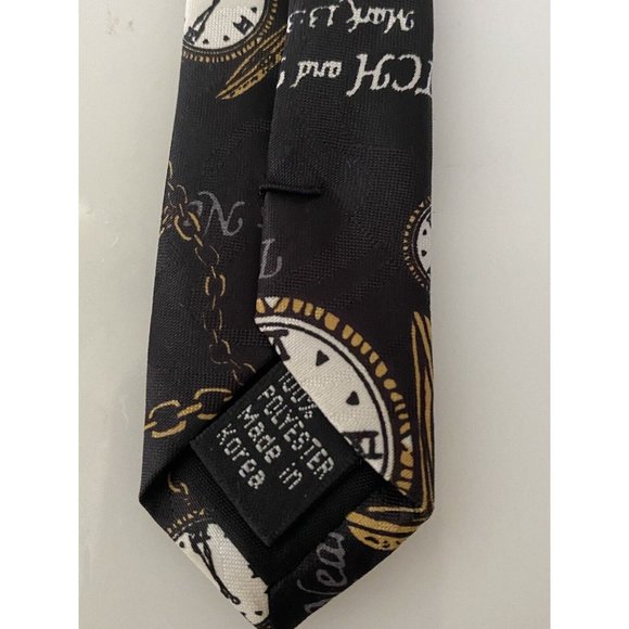 Appointed Apparel Watch and Pray Black Gold Christian Silk Tie Vintage 4" x 59" - Picture 7 of 16